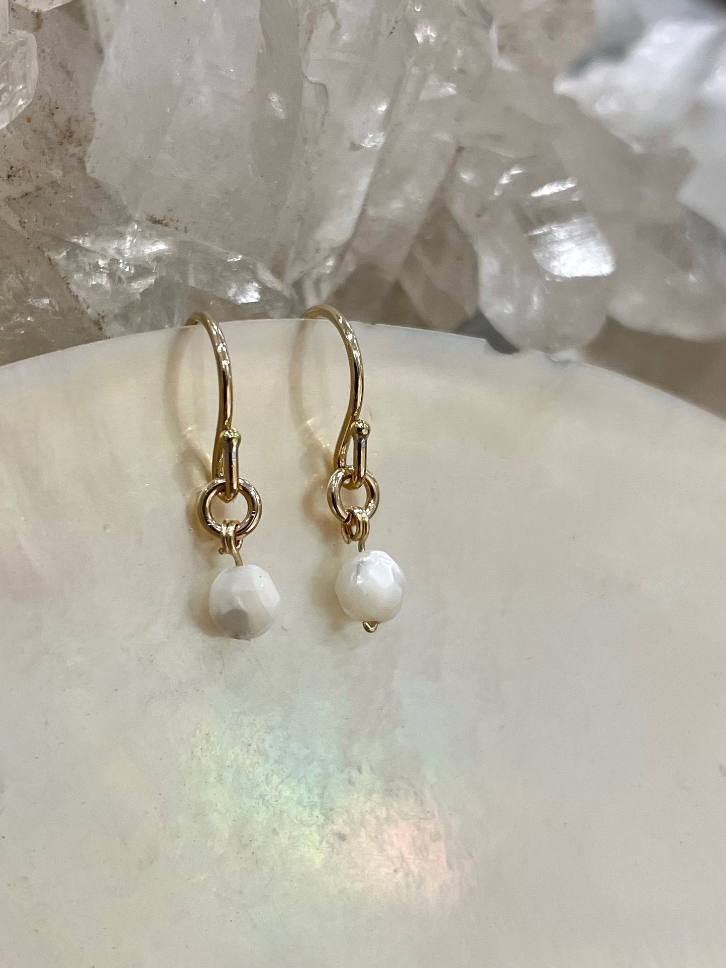 Mini gemstone hook earrings