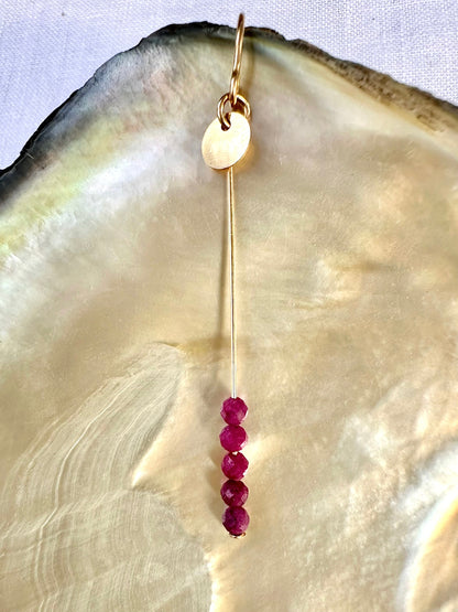 Diana drop earrings, ruby drop earrings natural ruby earrings, 14k gold ruby earrings on shell