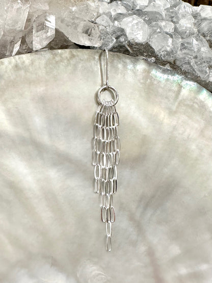 Adrianne drop earrings, chain link earrings, large earrings in silver