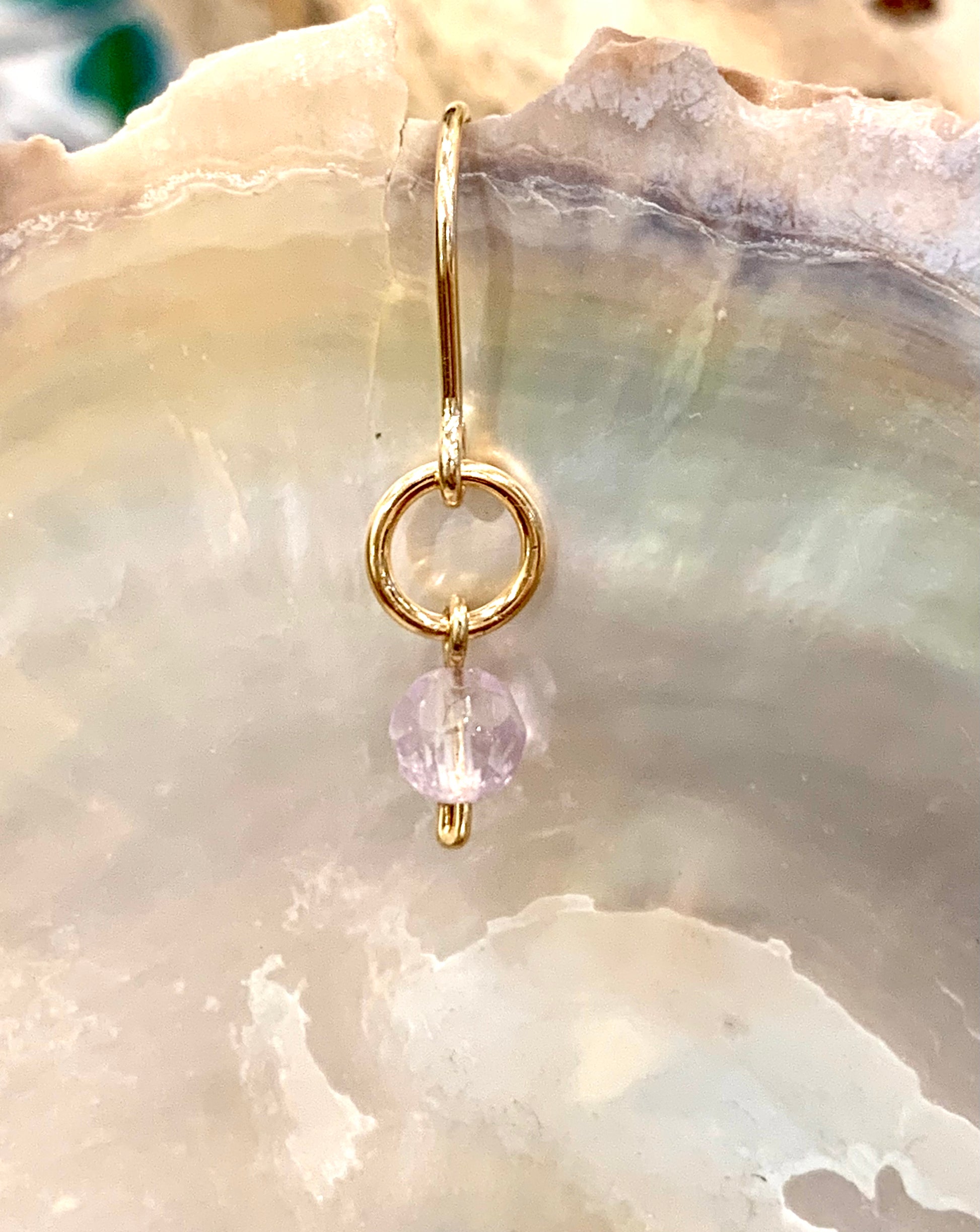 Mini gemstone hook earrings, amethyst earrings, ametrine earrings in gold
